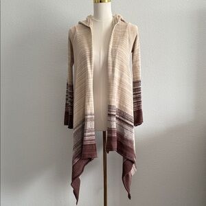 Goddis Striped Boho Hooded Open Front Cardigan Sweater Size S|M